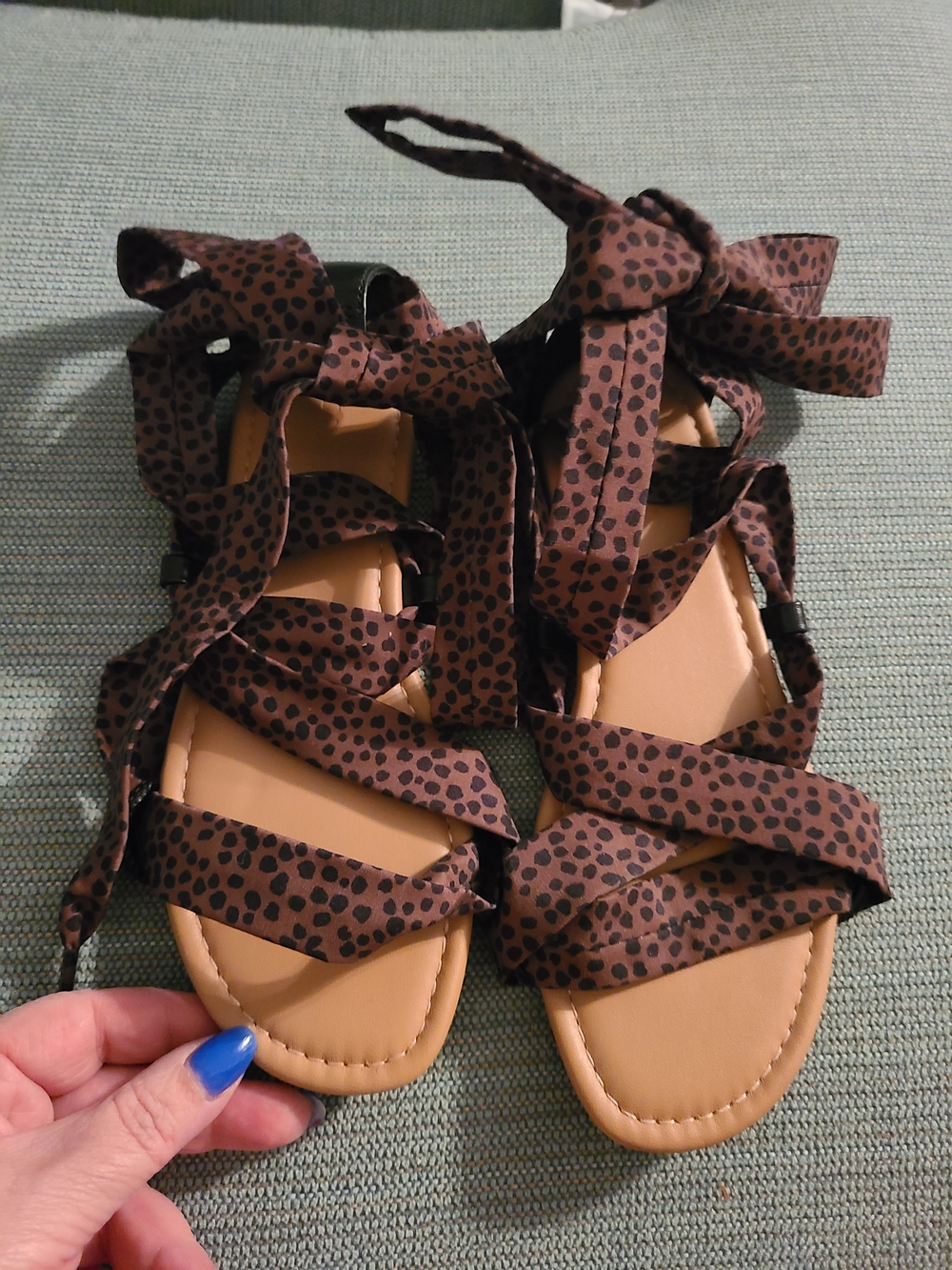 BTC! Brown Leopard Print Lace-Up Sandals